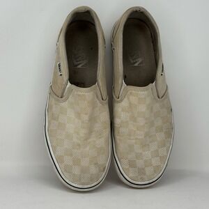 Vans Classic Tan Slip On Checkerboard Sneakers Women‎ 8.5 Iconic Streetwear